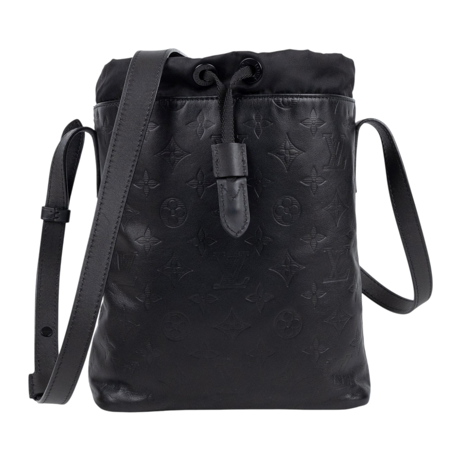 路易威登 LOUIS VUITTON Nano 肩背包 斜背包 M43875 黑壓紋SHADOW NANO 斜背包 防塵袋