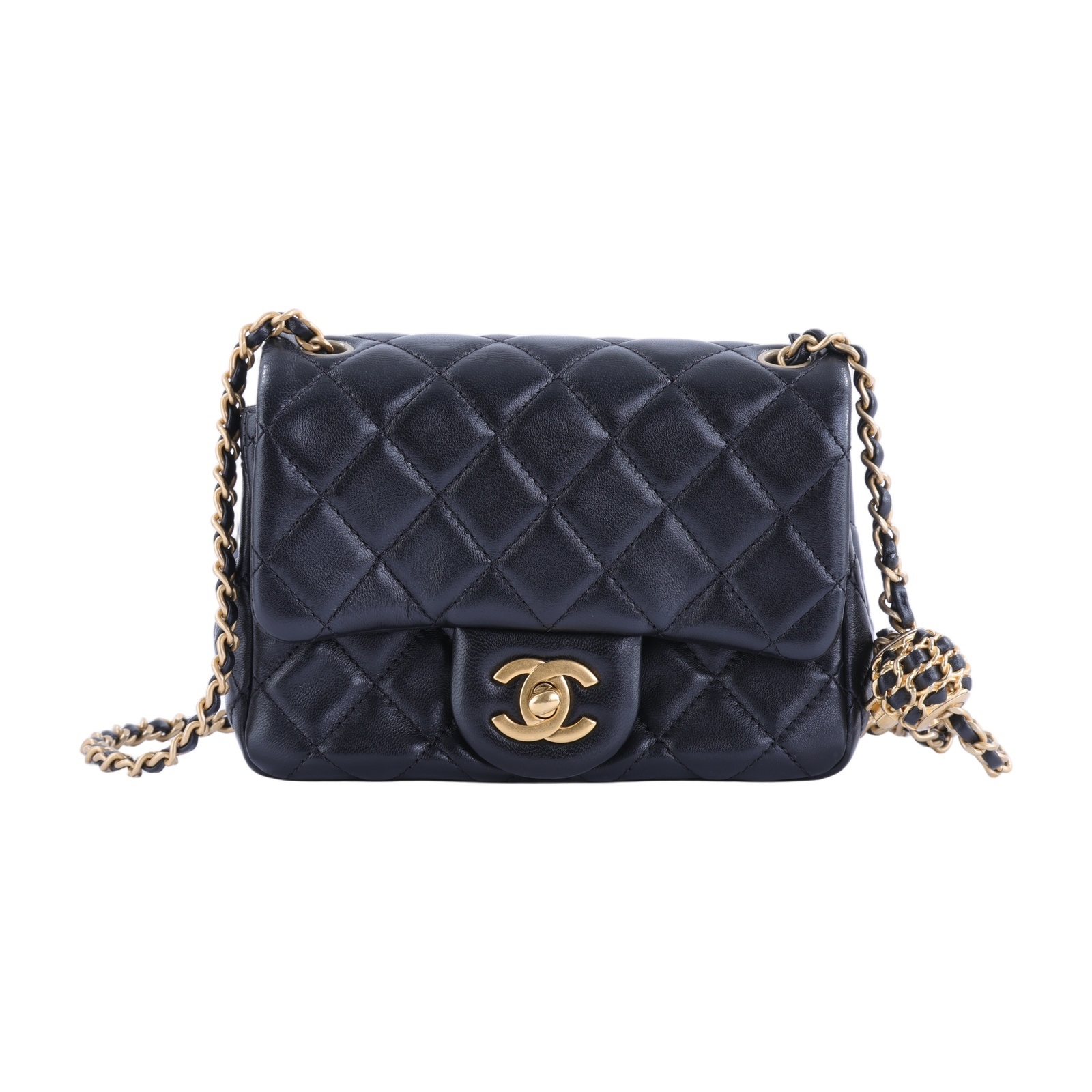 香奈兒 CHANEL Coco 20  肩背 斜背 迷你 口蓋包 AS1786 B08034 晶片款 核桃金球方胖 原廠盒子/防塵袋/購買證明影本