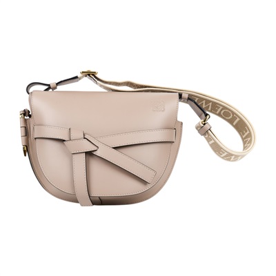 羅意威 LOEWE Small Gate bag 小型 小牛皮 肩背包 帆布背帶 A650T20X40 燕麥灰 GATE SMALL 防塵袋