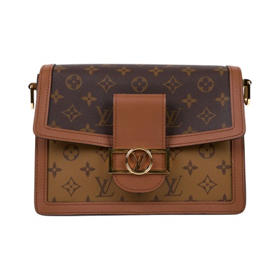 路易威登 LOUIS VUITTON Dauphine MM 手提包 雙色翻蓋斜背 鏈帶包 M44391  背帶2/防塵袋/原廠盒子/購買證明正本