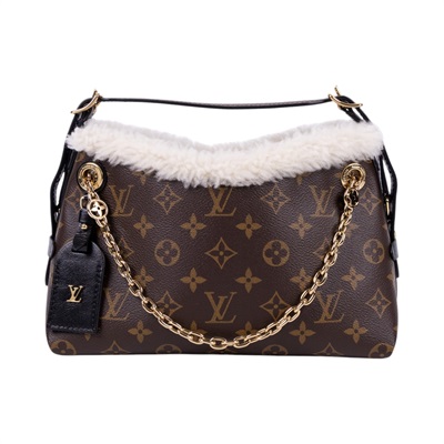路易威登 LOUIS VUITTON CarryAll BB 手袋 Monogram 帆布與剪羊毛 復古金色金屬配件 M26568 晶片款  原廠盒子/防塵袋