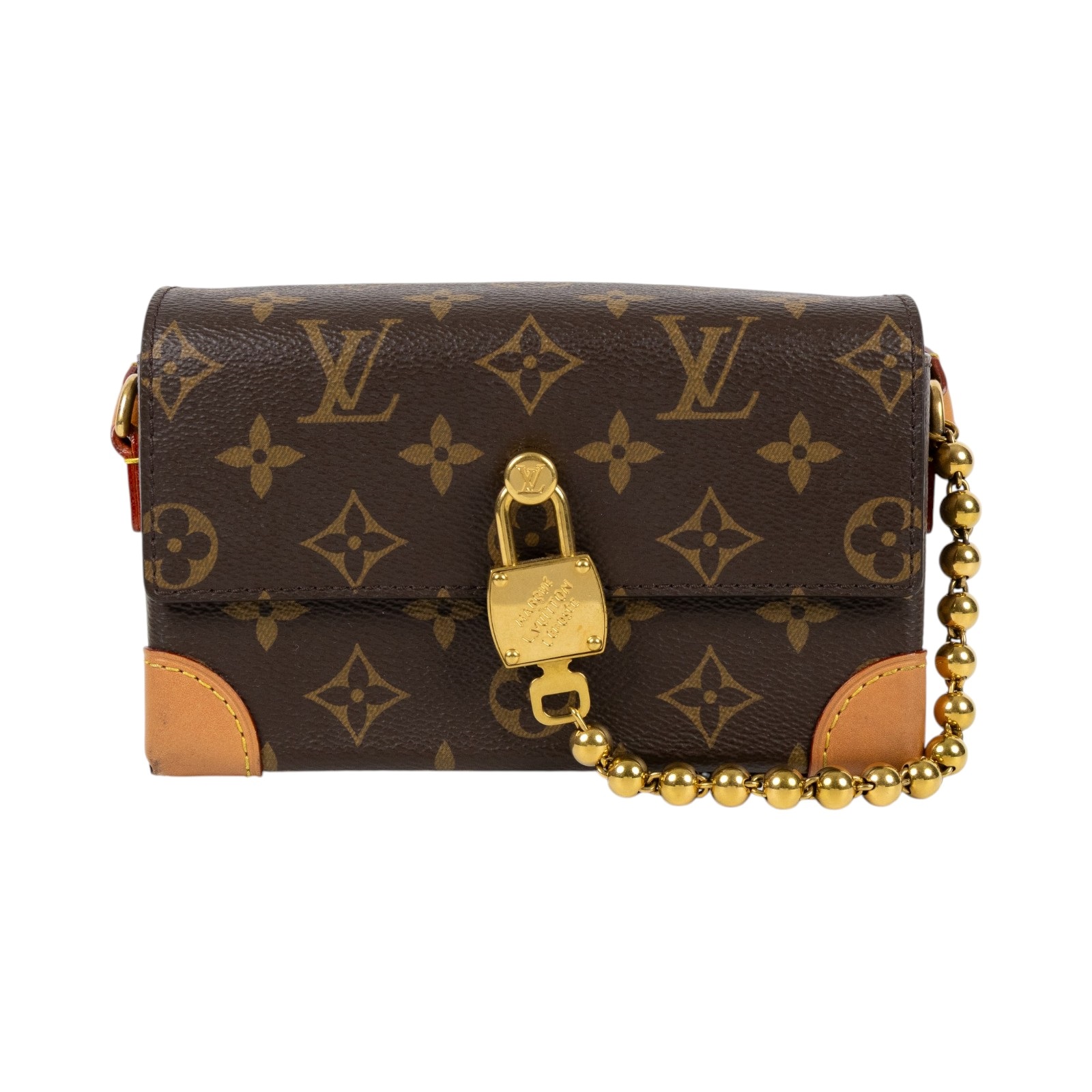 路易威登 LOUIS VUITTON Steamer 可穿戴式錢包 Monogram 帆布 仿舊天然牛皮飾邊 金色金屬配件 M14738 晶片款  原廠盒子/防塵袋/購買證明正本