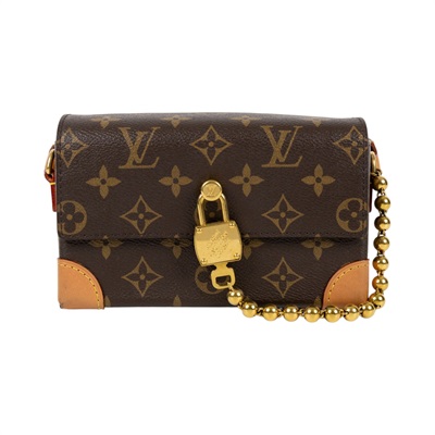 路易威登 LOUIS VUITTON Steamer 可穿戴式錢包 Monogram 帆布 仿舊天然牛皮飾邊 金色金屬配件 M14738 晶片款  原廠盒子/防塵袋/購買證明正本