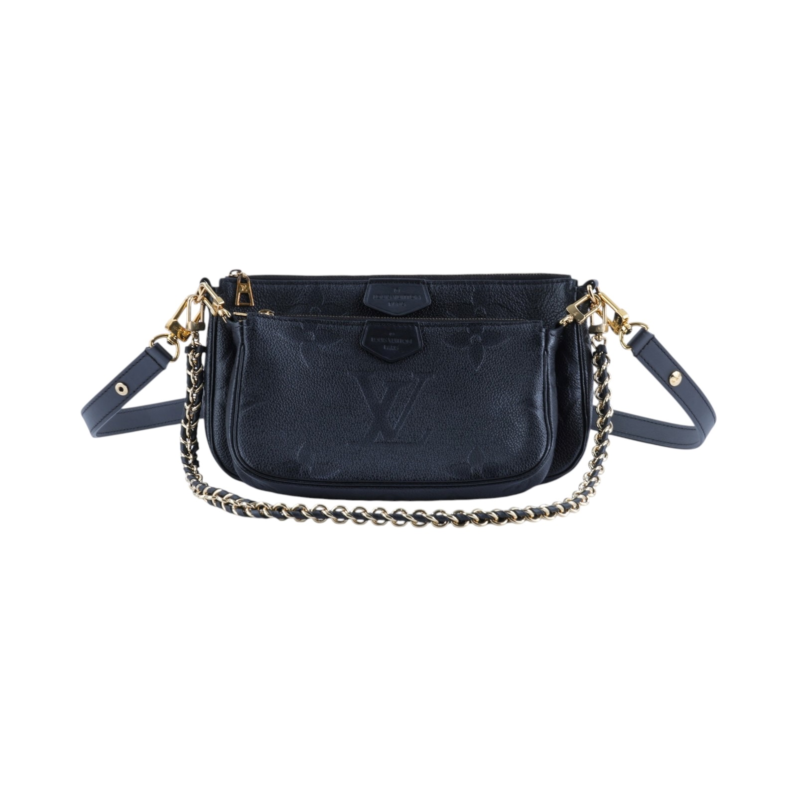 路易威登 LOUIS VUITTON Multi Pochette Accessoires 壓花牛皮 混合式 斜背袋 M80399 晶片款  防塵袋/背帶2/購買證明正本