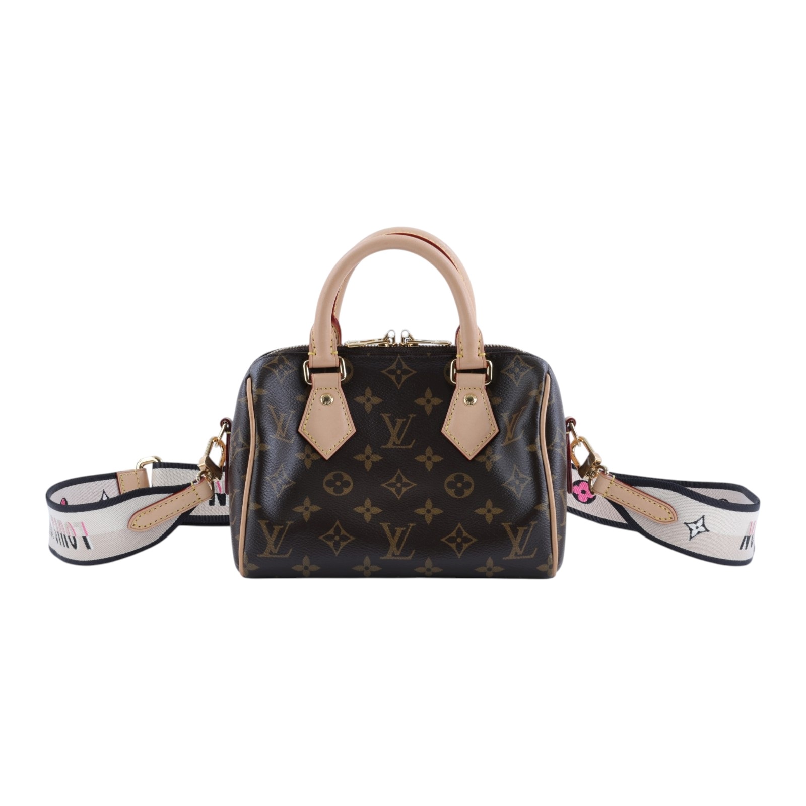 路易威登 LOUIS VUITTON Speedy Bandoulière  20 原花 手提 斜背 波士頓包 黑色 M46234 晶片款  防塵袋/背帶/鎖組