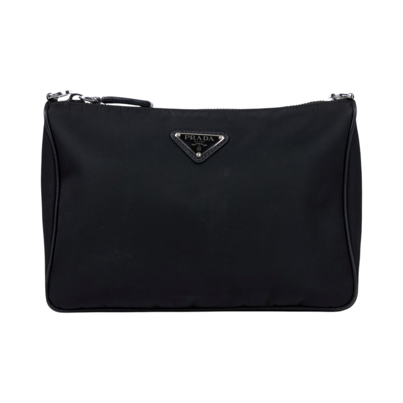 普拉達 PRADA Re-Nylon Saffiano 皮革肩背袋 2VH113_2DMH 黑尼龍二合一斜背包 背帶/內袋