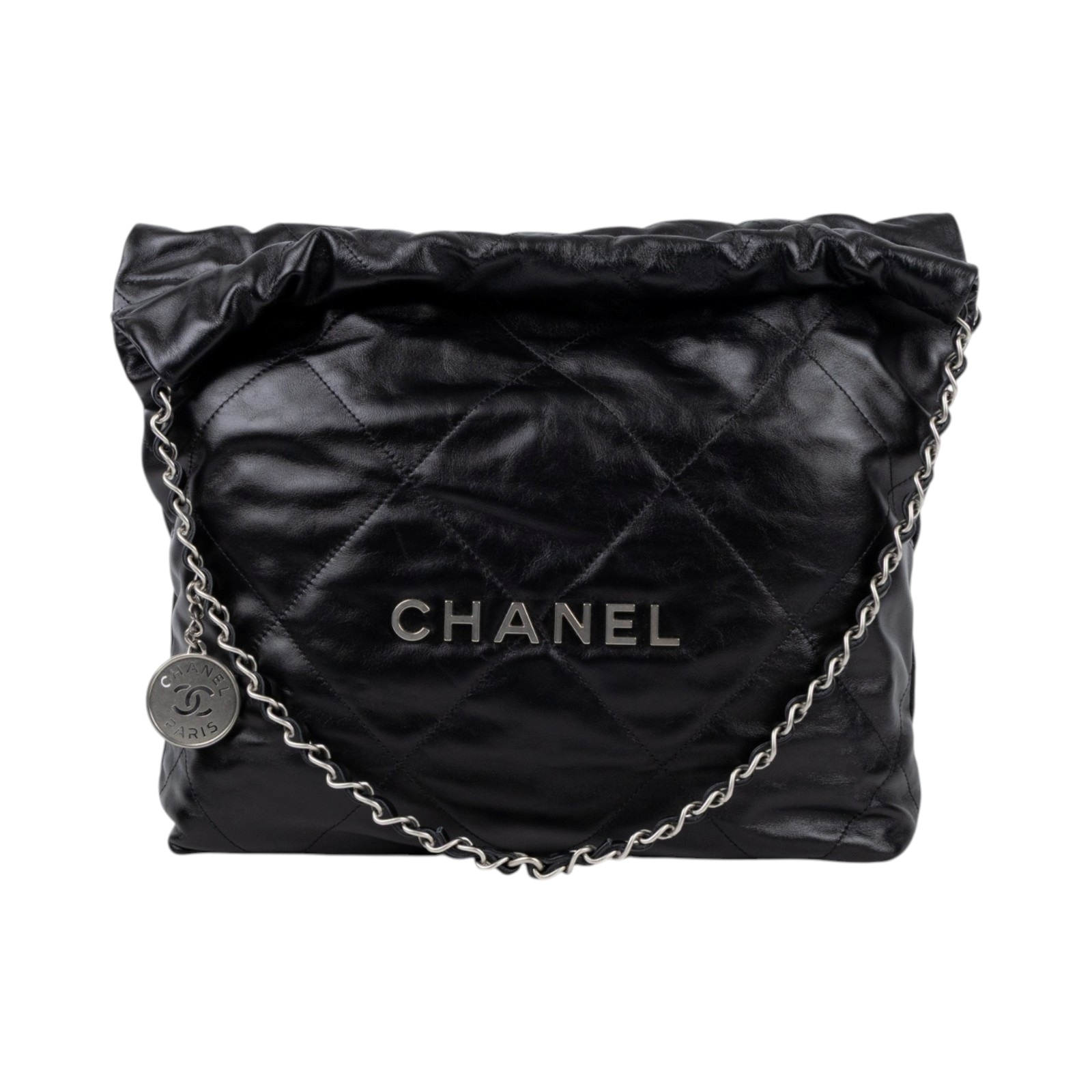 香奈兒 CHANEL 22 小型 流浪包 肩背包 AS3260 晶片款 黑銀22包小號 防塵袋/內袋