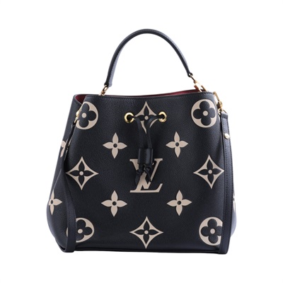 路易威登 LOUIS VUITTON NéoNoé MM 皮革 肩背 水桶包 黑色/奶油色 M45497 晶片款  背帶2/內袋/防塵袋