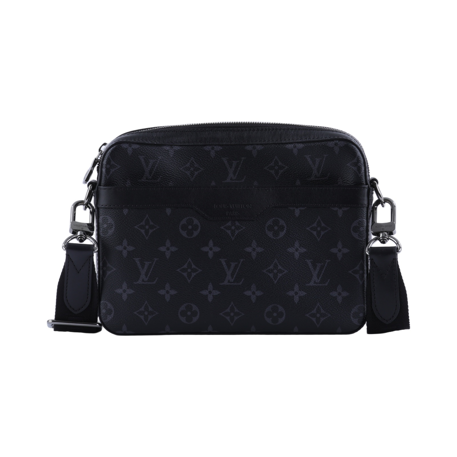 路易威登 LOUIS VUITTON Trio 郵差包 Eclipse帆布 黑色 灰色 M69443 晶片款  日本購買證明正本/防塵袋/原廠盒子/內袋2/背帶
