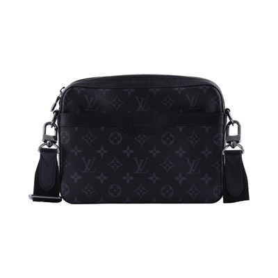 路易威登 LOUIS VUITTON Trio 郵差包 Eclipse帆布 黑色 灰色 M69443 晶片款  日本購買證明正本/防塵袋/原廠盒子/內袋2/背帶
