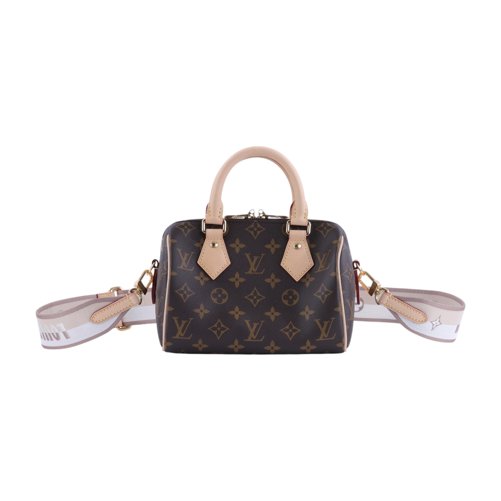 路易威登 LOUIS VUITTON Speedy Bandoulière 20 米色 帆布 手提 斜背 波士頓包 M46222 晶片款  原廠盒子/防塵袋/背帶/鎖組/購買證明