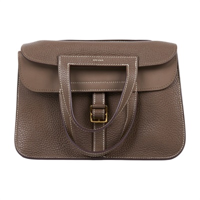 愛馬仕 Hermes Halzan 25 手拿 手提 肩背 斜背包 HZ25 Y BT 010 TD Y刻 TOGO 大象灰金釦HALZAN25 防塵袋