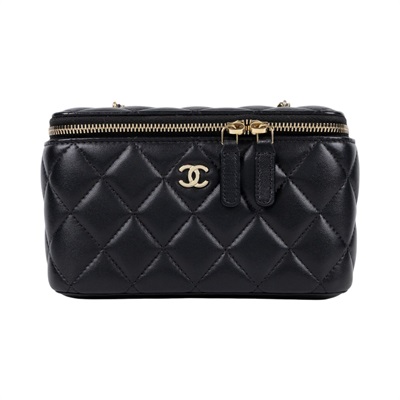 香奈兒 CHANEL Vanity Case 化妝箱 AP1341 Y04059 晶片款 黑金羊VANITY化妝盒 原廠盒子/防塵袋/保證卡/購買證明正本