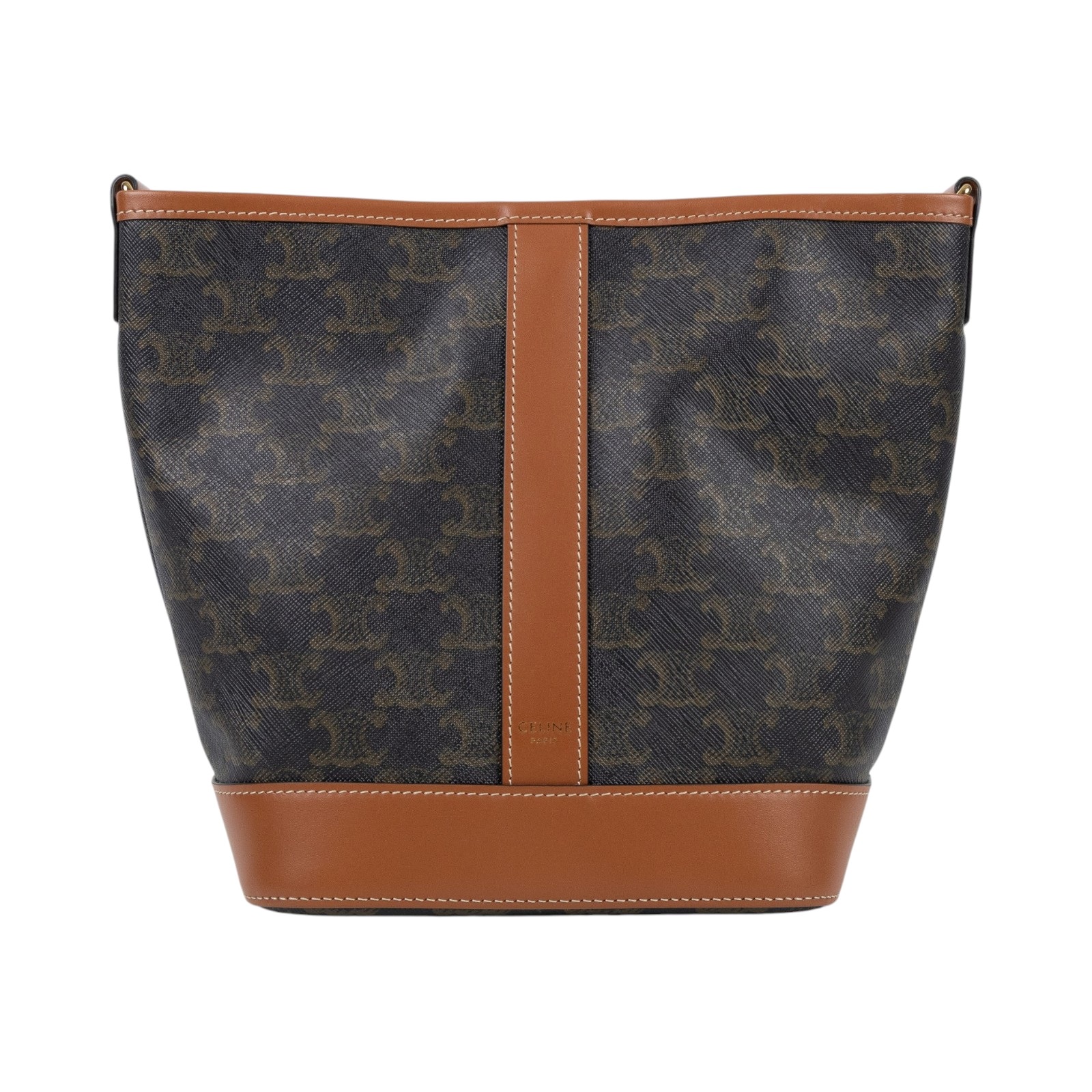 思琳 CELINE Triomphe帆布 小型 Bucket 肩背 水桶包 191442CAS 棕色Triomphe水桶包 防塵袋