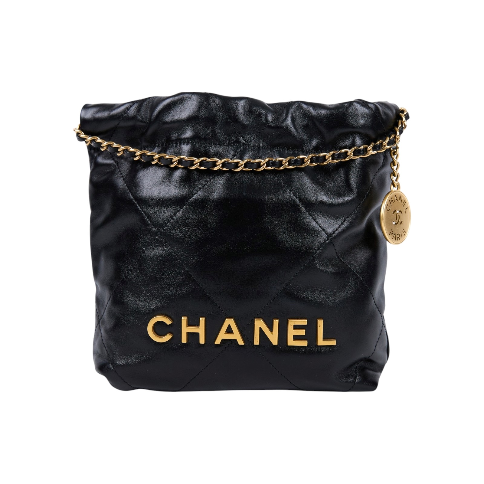 香奈兒 CHANEL 22 迷你 束口包 AS3980 B08037 晶片款 黑金22包 MINI 原廠盒子/防塵袋/購買證明影本