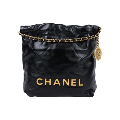 香奈兒 CHANEL 22 迷你 束口包 AS3980 B08037 晶片款 黑金22包 MINI 原廠盒子/防塵袋/購買證明影本