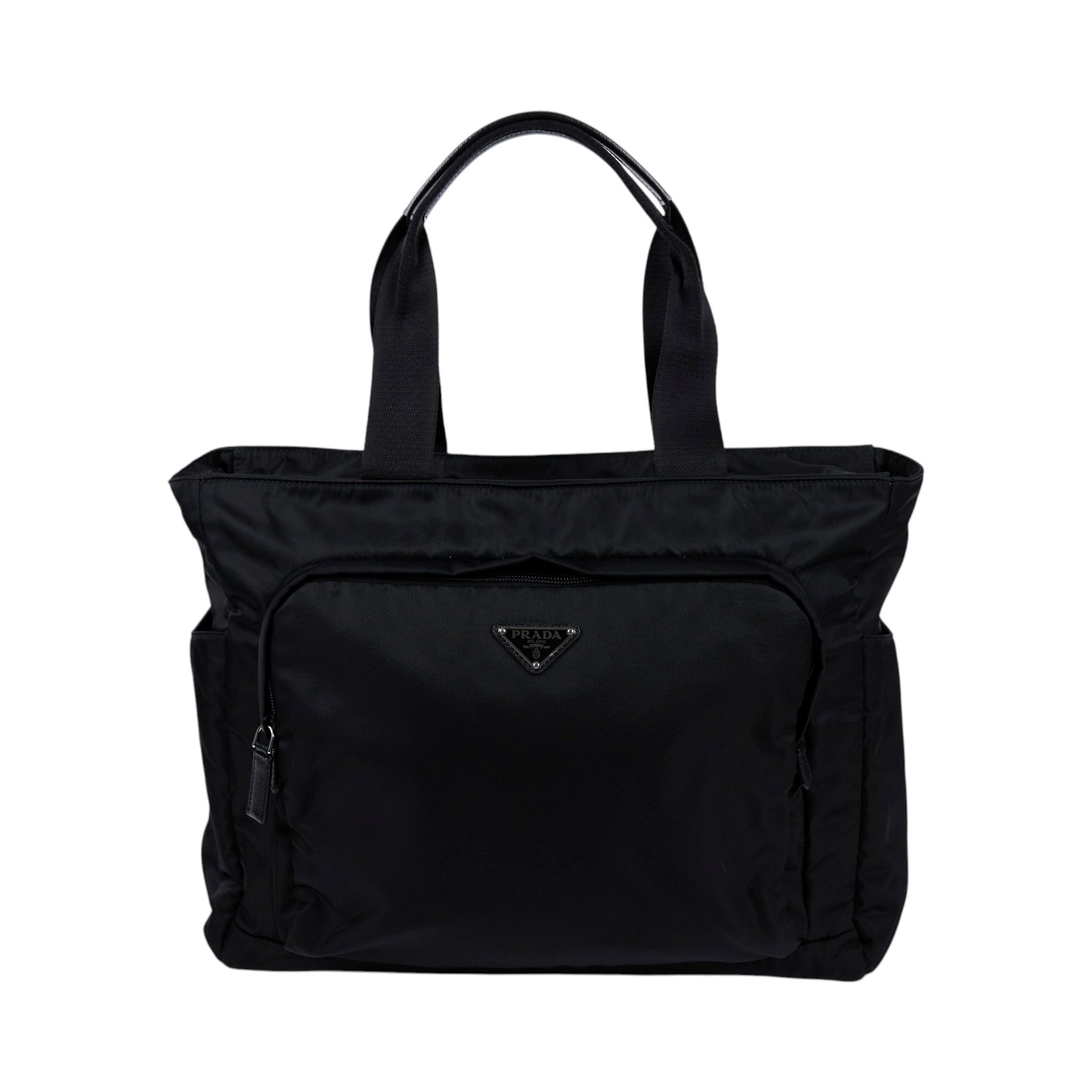 普拉達 PRADA Re-Nylon Saffiano 肩背包 托特包 手提包 2VG097_2DMG 黑色尼龍TOTE 防塵袋