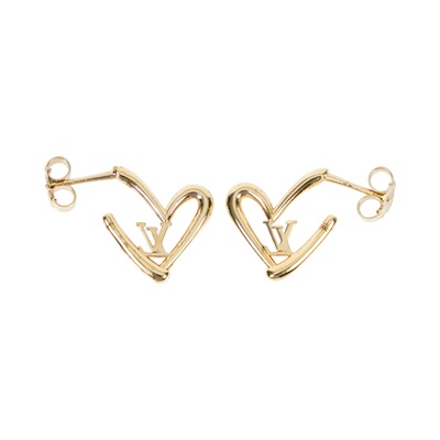 路易威登 LOUIS VUITTON Fall in Love Earrings PM 耳釘 M00463 金色愛心耳環 原廠盒子/防塵袋/購買證明影本