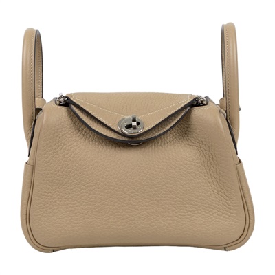 愛馬仕 Hermes Lindy 琳迪包 迷你 LDM U MM 461 DH U刻 大象灰銀釦MINI LINDY 拚帆布格紋背帶 防塵袋