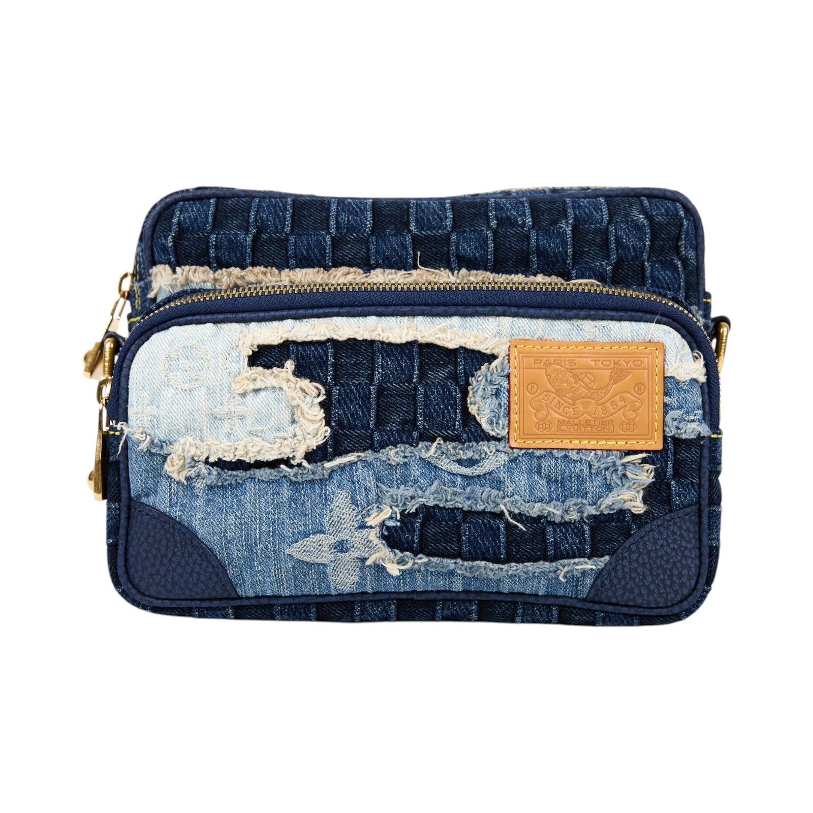 路易威登 LOUIS VUITTON Nil 斜背包 肩背包 手提包 M15296 晶片款 藍拼布牛仔NIGO相機包 原廠盒子/防塵袋/背帶2