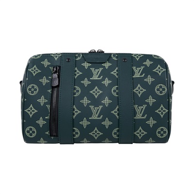 路易威登 LOUIS VUITTON City Keepall 森林綠 Monogram Shadow 小牛皮 黑色金屬配件 M27184 晶片款  原廠盒子/防塵袋/背帶