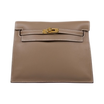 愛馬仕 Hermes Kelly Danse 側背 斜背 肩背包 金色五金 大象灰色 H079233CC18 /BTI464AZ  原廠盒子/防塵袋/背帶/購買證明正本
