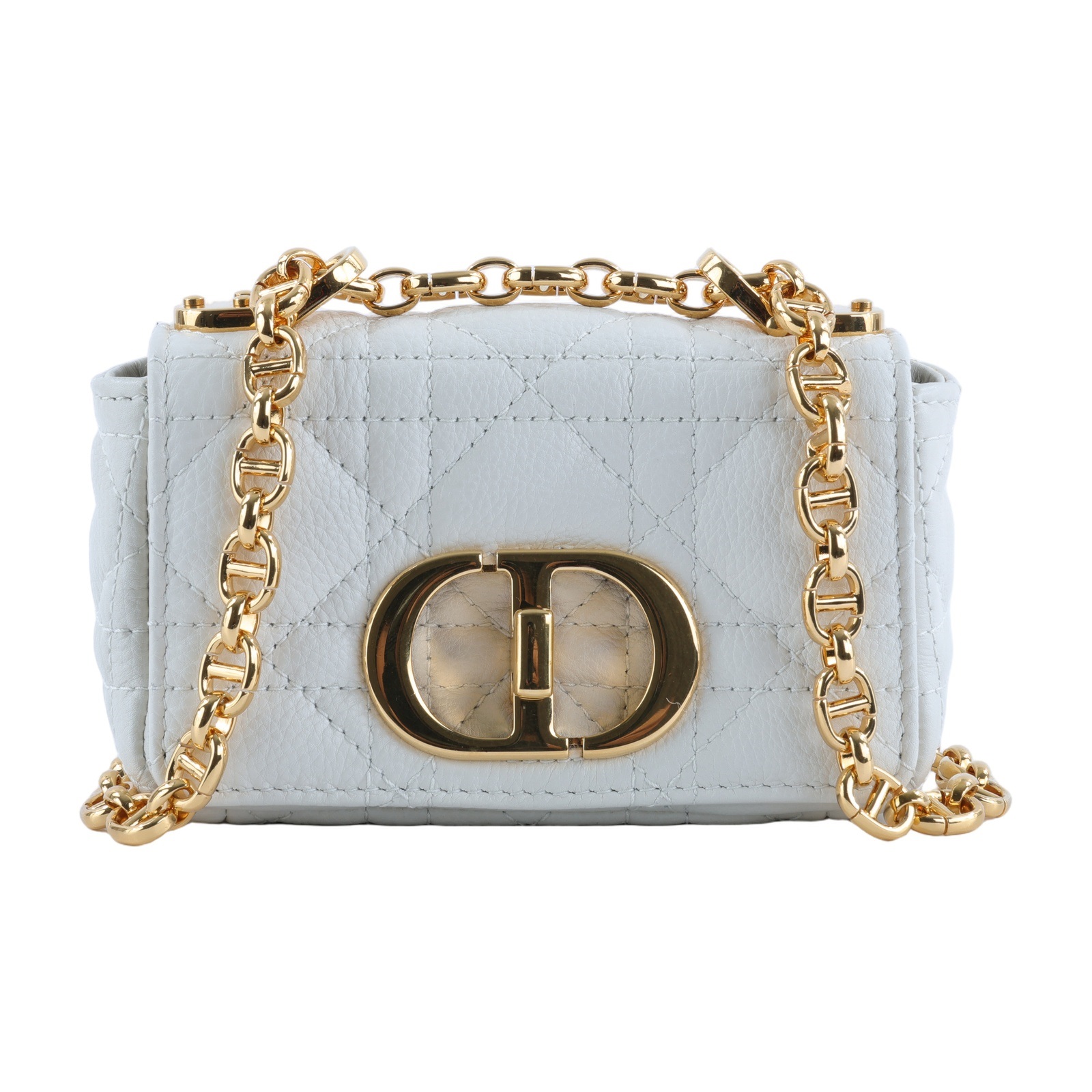 迪奧 CHRISTIAN DIOR Caro Micro 肩背 手袋 S2022UWHC 白色CARO MICRO 斜肩鍊包 原廠盒子/購買證明影本