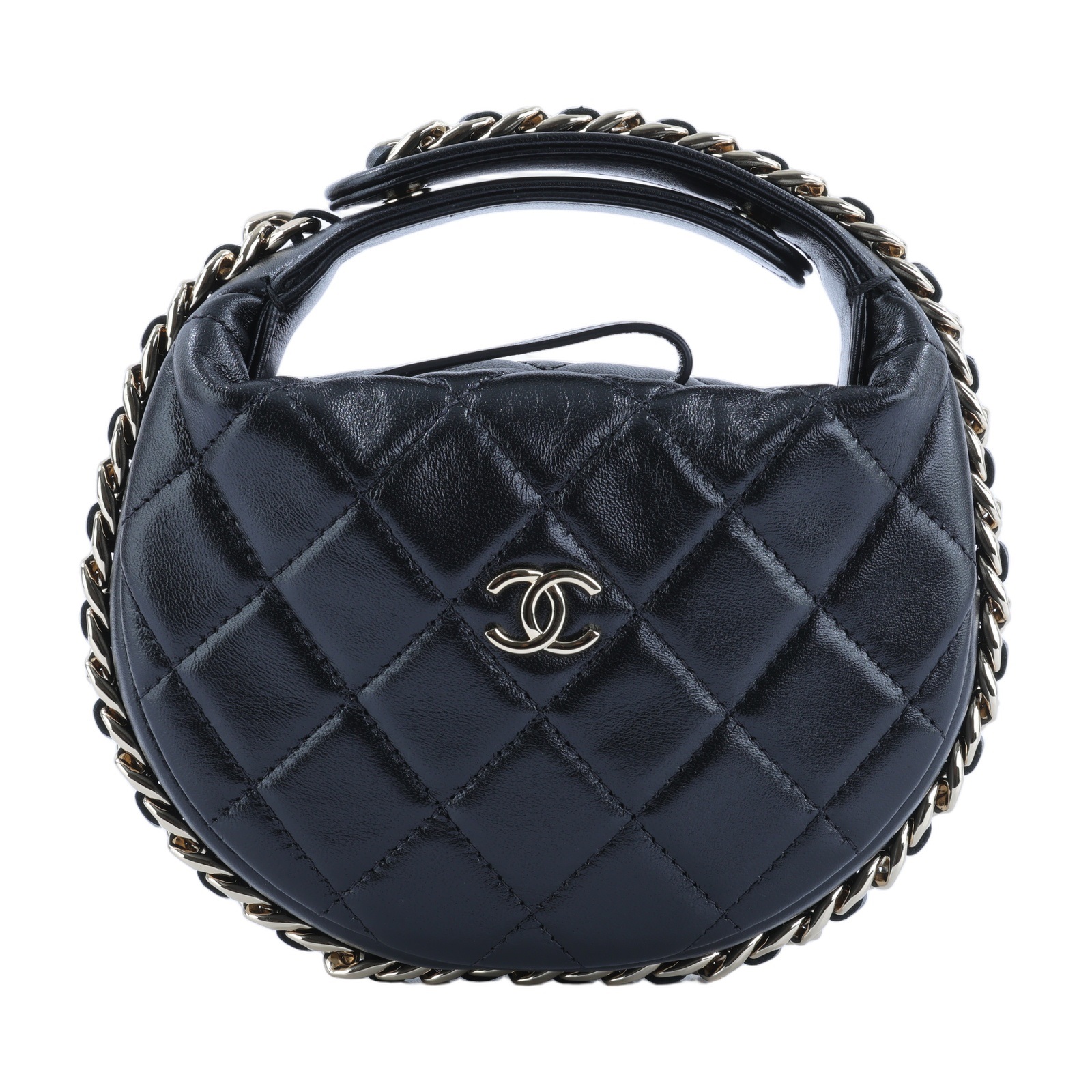 香奈兒 CHANEL HOBO 彎月包 手提包 AP3095 B09796 晶片款 黑金羊手提彎月包 原廠盒子/防塵袋/購買證明影本