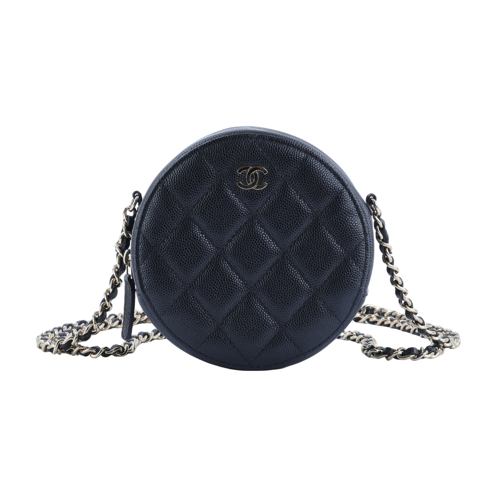 香奈兒 CHANEL 菱格  斜背 圓餅包 AP0245 Y33352 30開 黑金荔枝皮圓筒包MINI 原廠盒子/防塵袋/保證卡/購買證明影本