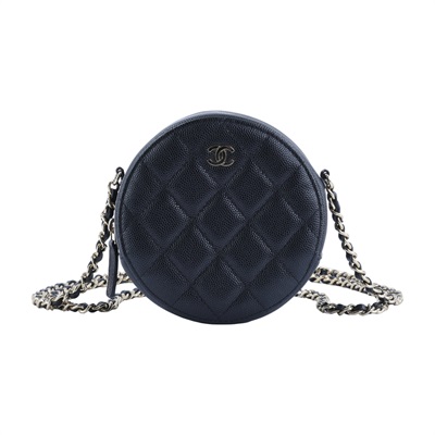 香奈兒 CHANEL 菱格  斜背 圓餅包 AP0245 Y33352 30開 黑金荔枝皮圓筒包MINI 原廠盒子/防塵袋/保證卡/購買證明影本
