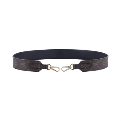 路易威登 LOUIS VUITTON Monogram 肩背帶 黑色 J02288 棕原花寬背帶 原廠盒子/防塵袋