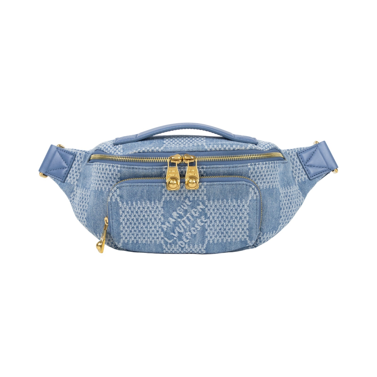 路易威登 LOUIS VUITTON Rush Bumbag 腰包/胸包 Denim 藍色 Damier Denim 3D棉質帆布 仿舊金色金屬配件 N00205 晶片款  原廠盒子/防塵袋