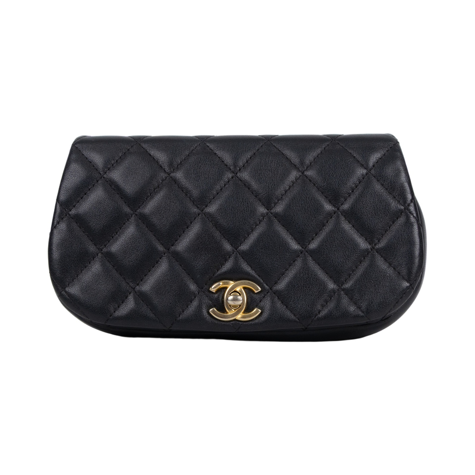 香奈兒 CHANEL WOC 斜背包 手拿包 AP2358 31開 黑金菱格迷你馬鞍包 無附屬品