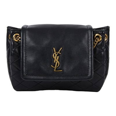聖羅蘭 YSL SAINT LAURENT Nolia 小羊皮 迷你 手袋 肩背包 金色五金 6727381EL07 黑色Nolita 無附屬品