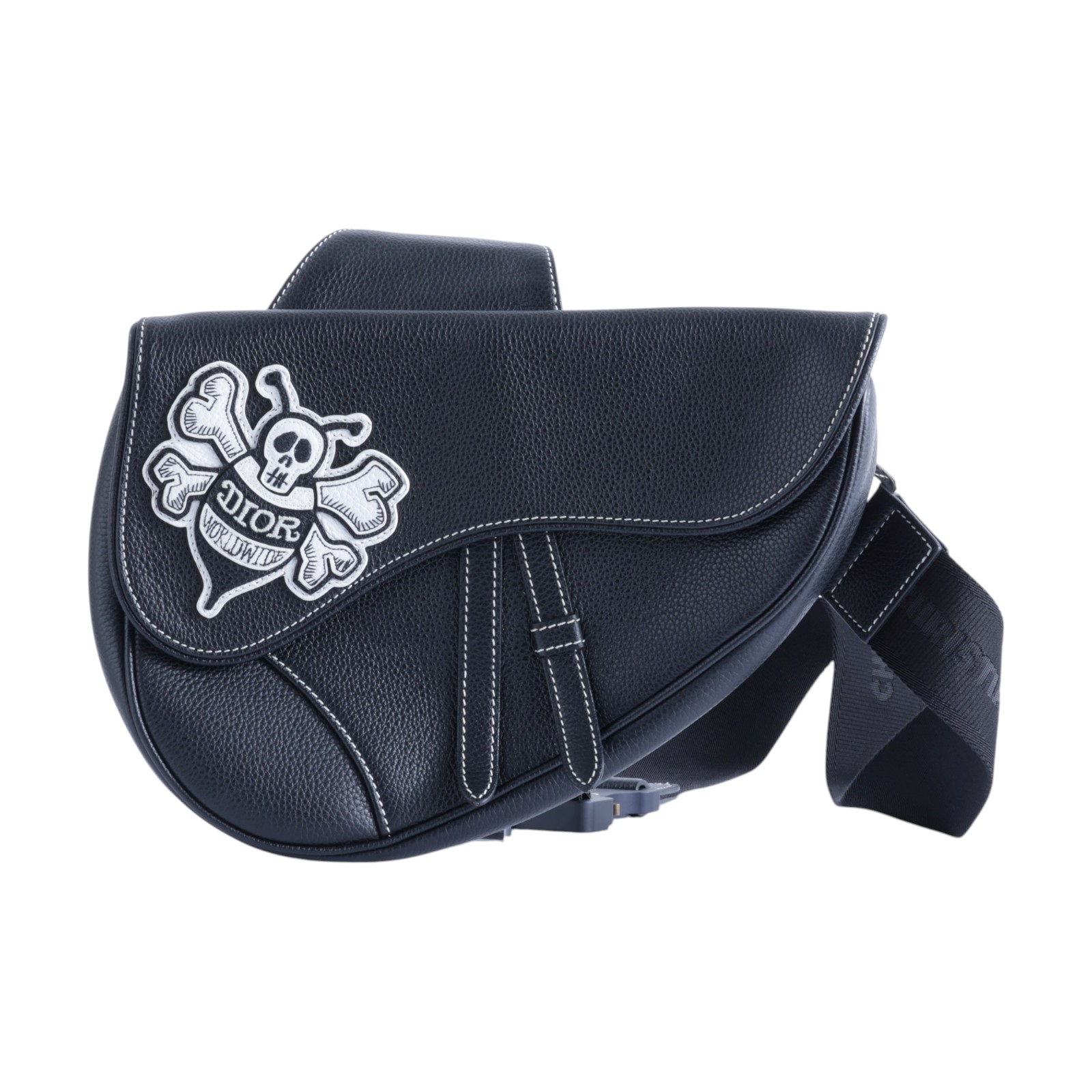 迪奧 CHRISTIAN DIOR Saddle 馬鞍包 胸包 斜背包 腰包 1ADPO093YZS 黑Shawn Stussy蜜蜂刺繡馬鞍包 無附屬品
