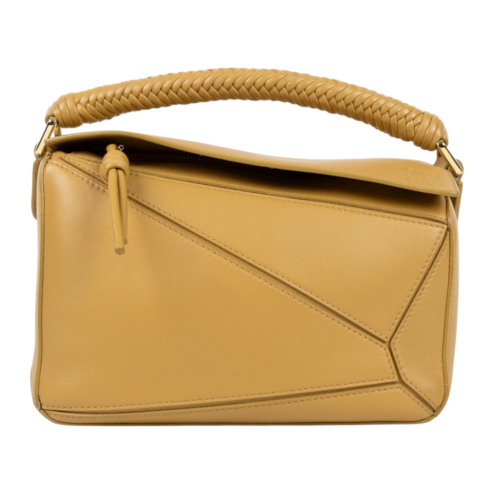 羅意威 LOEWE Small Puzzle bag 斜背包 A510S21XAE 淺黃編織提把PUZZLE SMALL 防塵袋/背帶