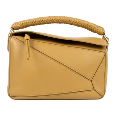 羅意威 LOEWE Small Puzzle bag 斜背包 A510S21XAE 淺黃編織提把PUZZLE SMALL 防塵袋/背帶