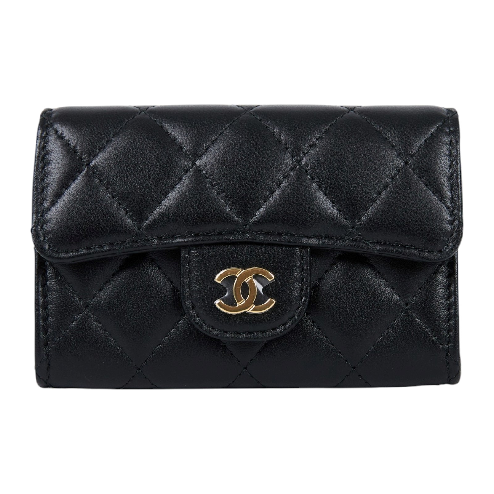 香奈兒 CHANEL CC LOGO 口蓋 卡片夾 錢包 AP0214 Y01295 黑羊單層卡包 原廠盒子/防塵袋/購買證明影本