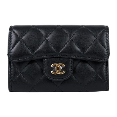 香奈兒 CHANEL CC LOGO 口蓋 卡片夾 錢包 AP0214 Y01295 黑羊單層卡包 原廠盒子/防塵袋/購買證明影本