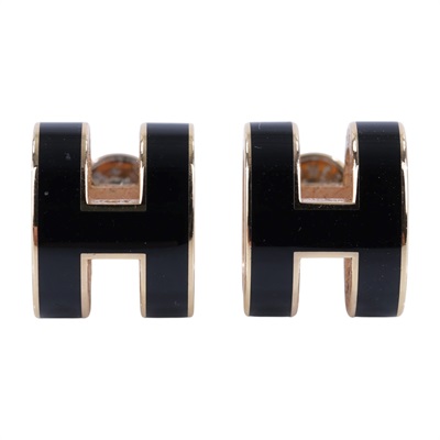 愛馬仕 Hermes Mini Pop H 耳釘 黑色 H608002Fv03 ST 11 28 黑金POP H 耳環 原廠盒子/內襯