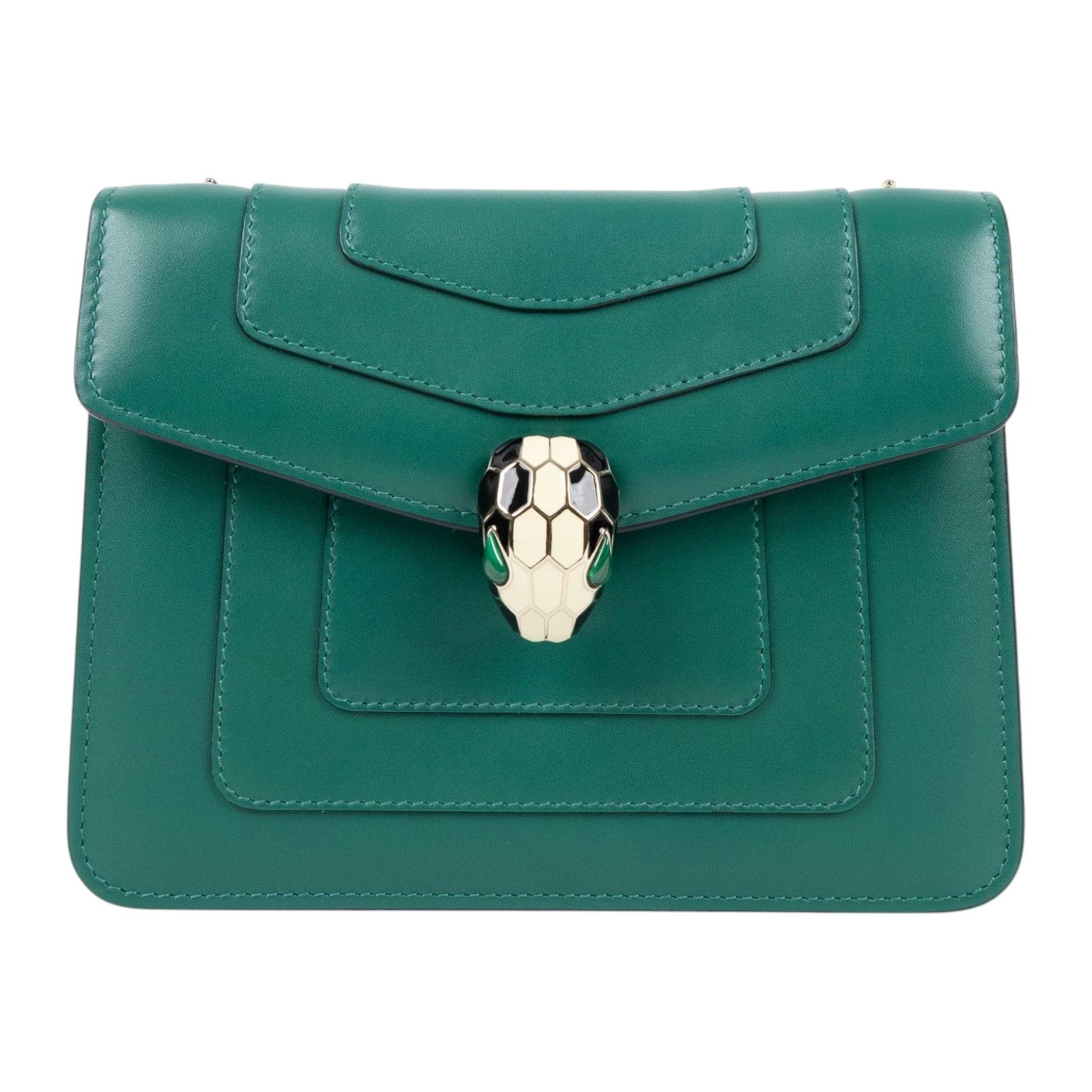 寶格麗 BVLGARI Serpenti Forever 斜挎包 綠色 34560 綠蛇頭肩背包 防塵袋/保證卡/雨衣/鏡子