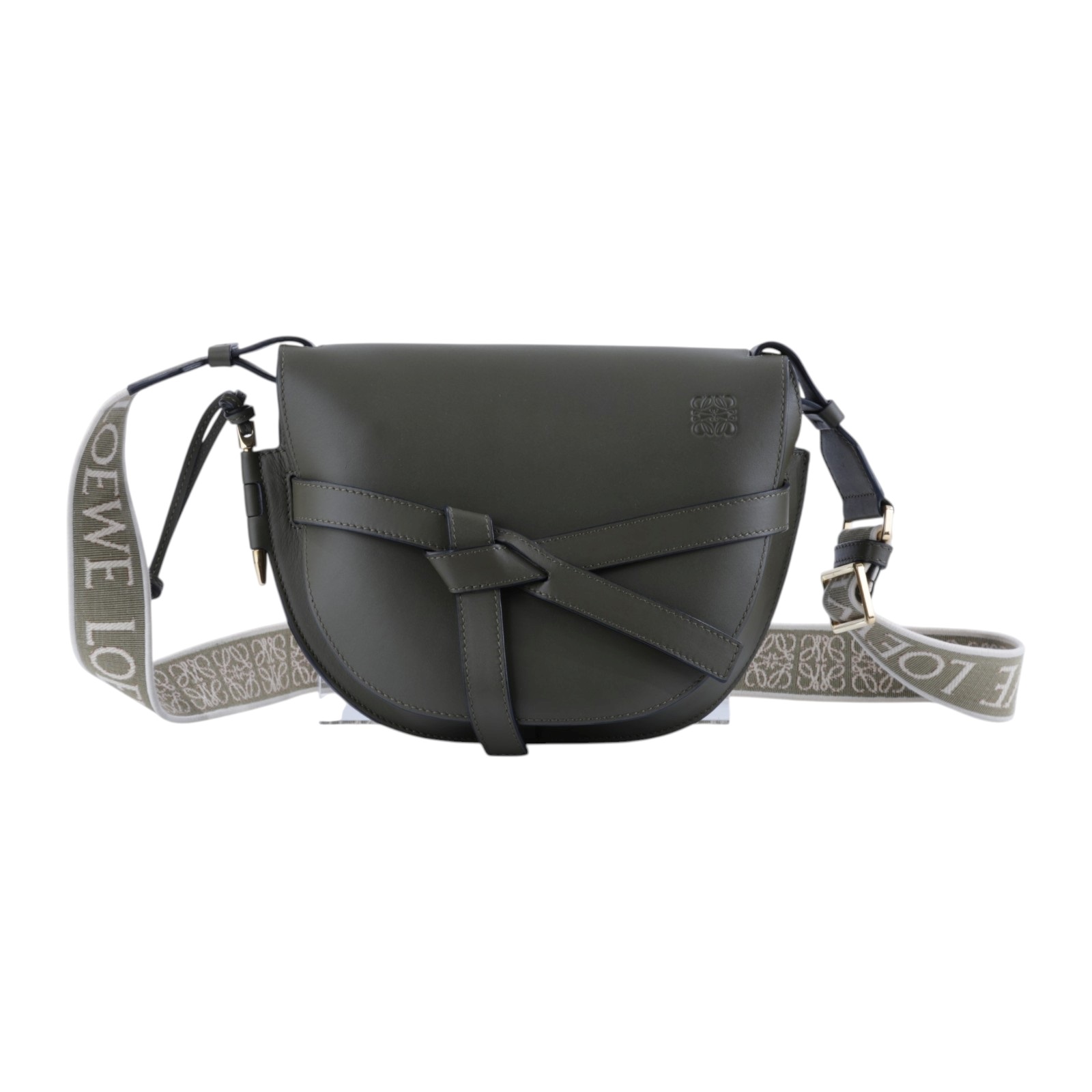 羅意威 LOEWE Small Gate bag 小型 小牛皮 肩背包 帆布背帶 A650T20X40 綠GATE SMALL 防塵袋