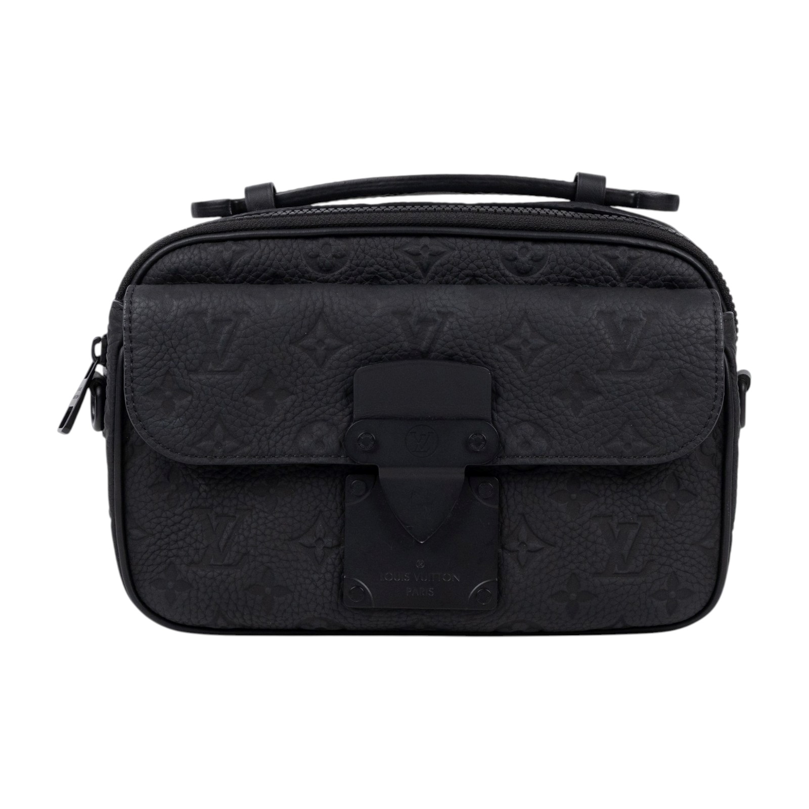 路易威登 LOUIS VUITTON S Lock 郵差包 Taurillon 牛皮 M58489 晶片款 黑壓紋S Lock 郵差包 背帶