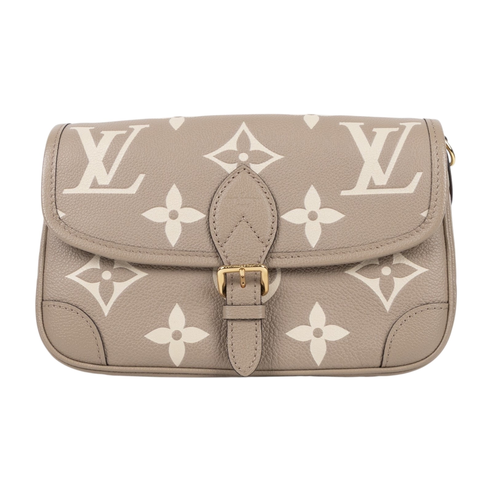 路易威登 LOUIS VUITTON Diane 腋下包法棍 單肩背包 斑鳩灰 奶油色 M46583 晶片款  原廠盒子/防塵袋/購買證明/背帶2