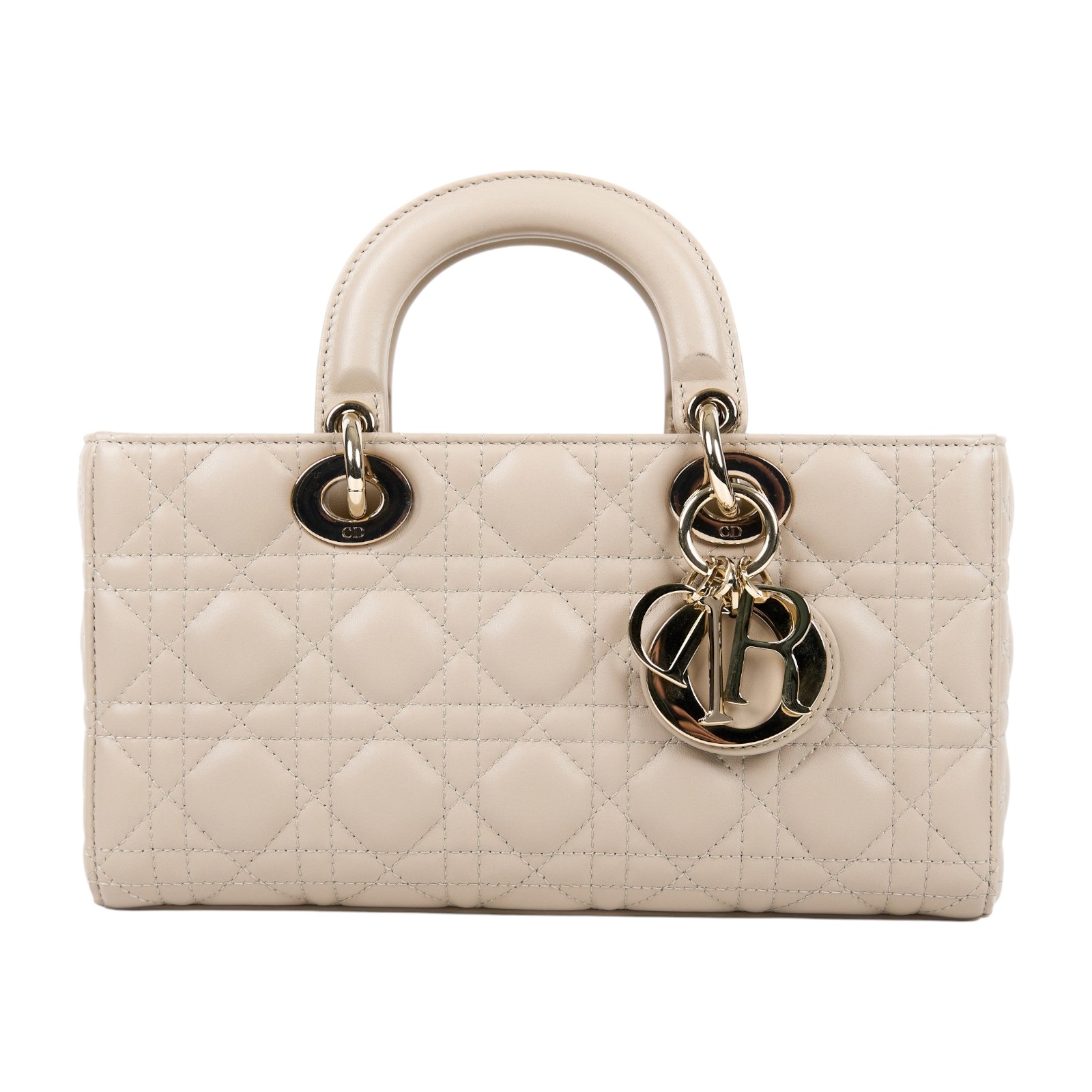 迪奧 CHRISTIAN DIOR Lady D-Joy 中型包 M0540ONGE 奶茶色中 Lady D-Joy 背帶/購買證明正本