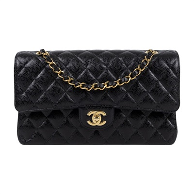 香奈兒 CHANEL CF 經典 11.12 口蓋包 A01112 Y01864 黑金荔枝COCO25 原廠盒子/防塵袋/購買證明正本