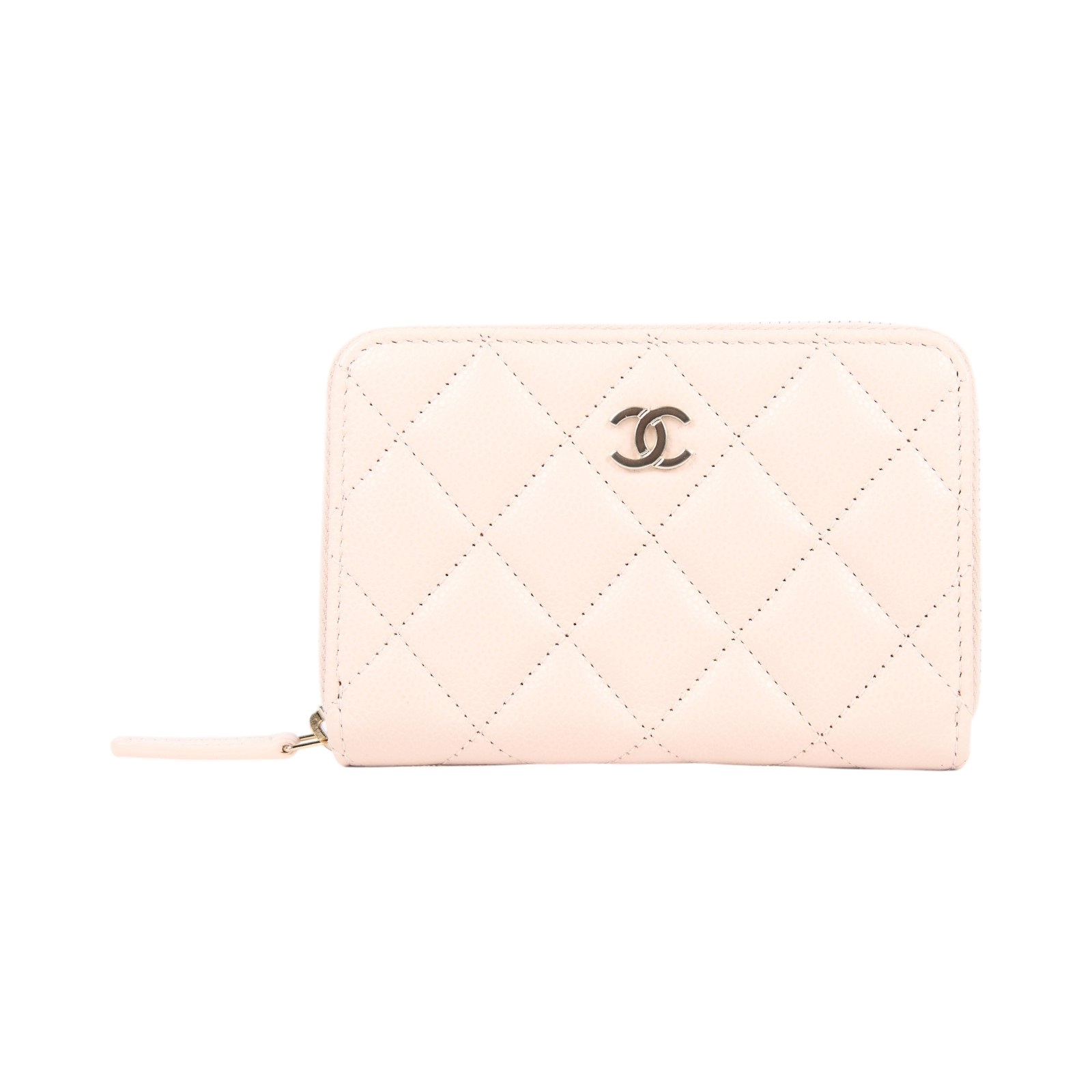 香奈兒 CHANEL 零錢包 卡包 AP3686 晶片款 裸色荔枝皮拉鍊零錢卡包 原廠盒子/防塵袋