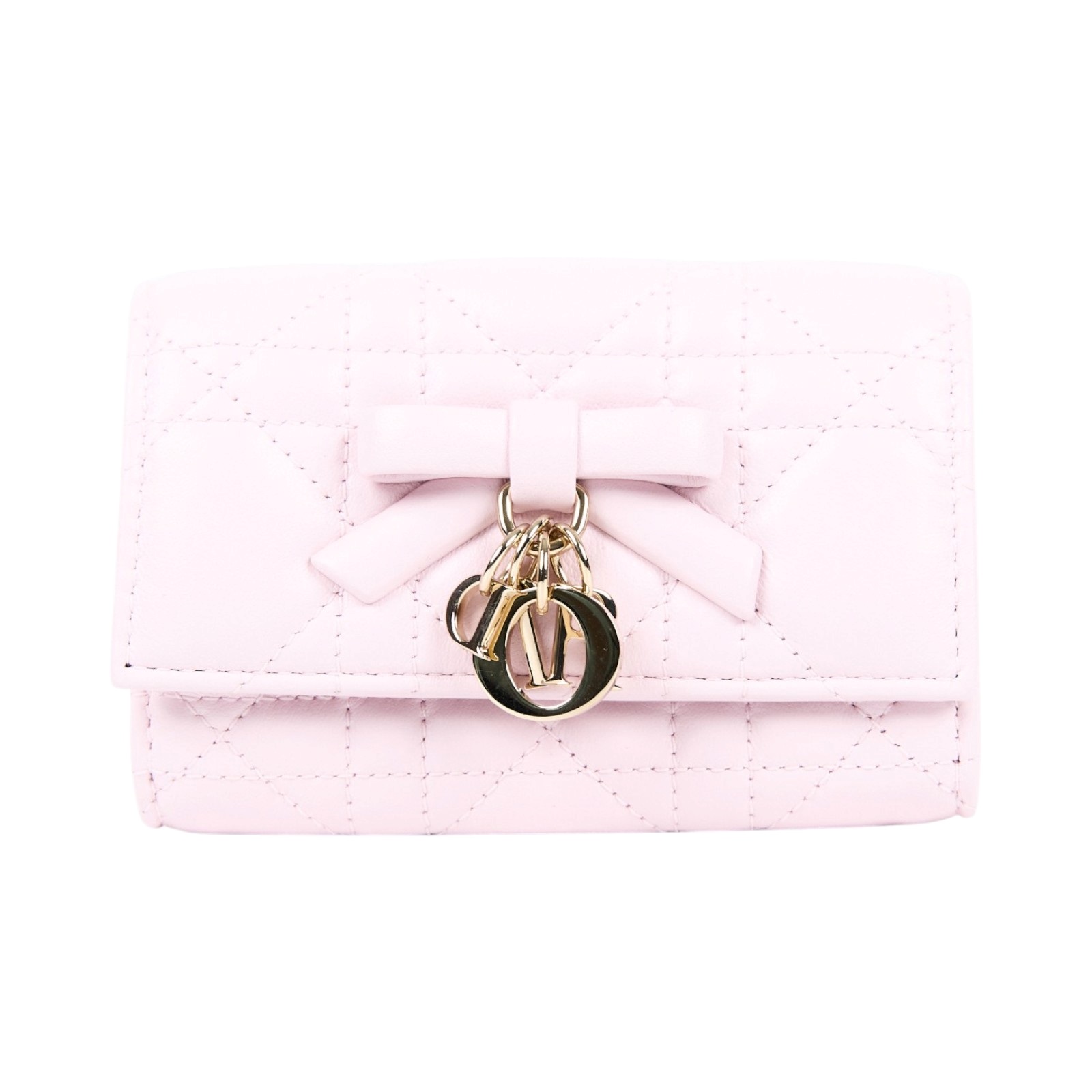 迪奧 CHRISTIAN DIOR Lady Dior Glycine 對折 短夾 錢包 S2607OUQA 粉GLYCINE短夾 原廠盒子/防塵袋