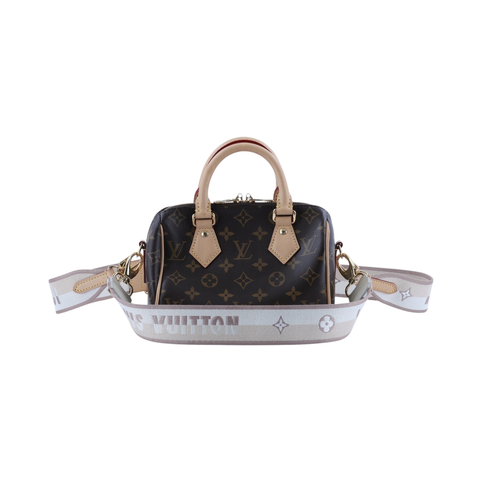 路易威登 LOUIS VUITTON Speedy Bandoulière 20 米色 帆布 手提 斜背 波士頓包 M46222 晶片款  防塵袋/背帶2/鎖組