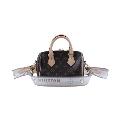 路易威登 LOUIS VUITTON Speedy Bandoulière 20 米色 帆布 手提 斜背 波士頓包 M46222 晶片款  防塵袋/背帶2/鎖組